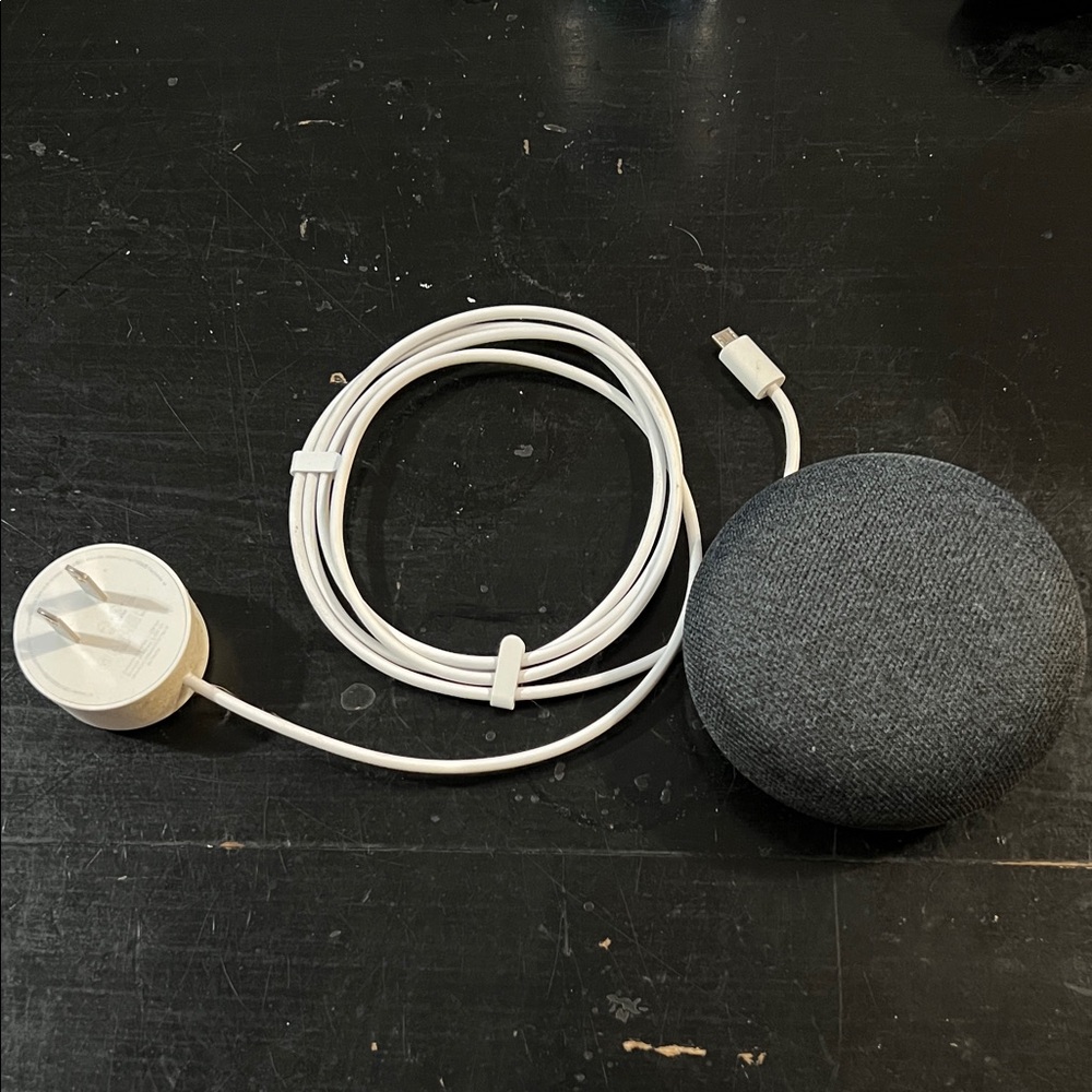 Google Nest Mini in Charcoal with White Cable